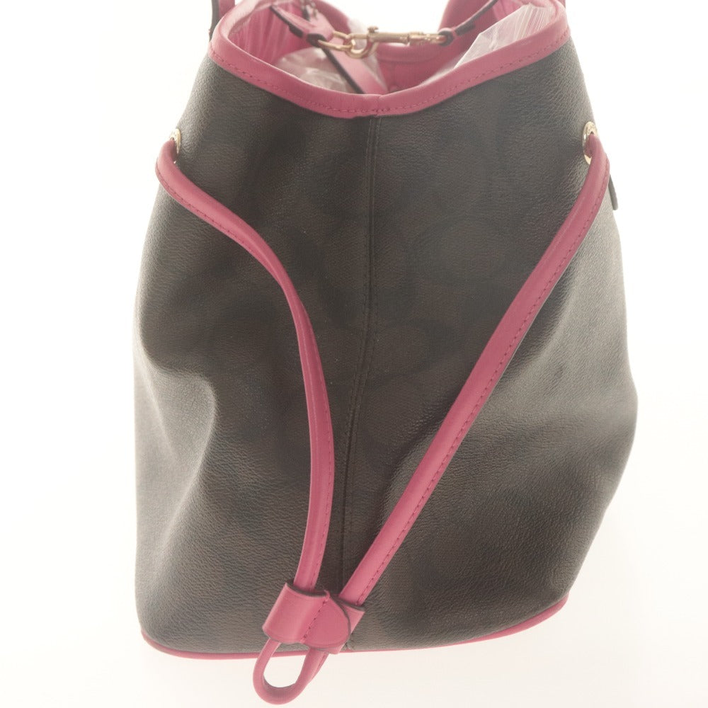 ■ COACH コーチ トートバッグ ハンドバッグ F23855 鞄 シグネチャー レディース ダークブラウン ピンク