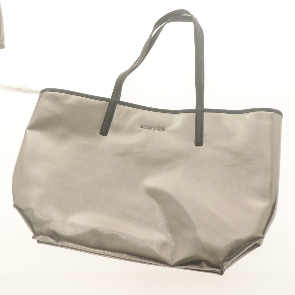 ■ CHARLES ＆ KEITH チャールズ＆キース トートバッグ ショルダーバッグ 鞄 リバーシブル レディース XL グレー系 付属品付き 未使用
