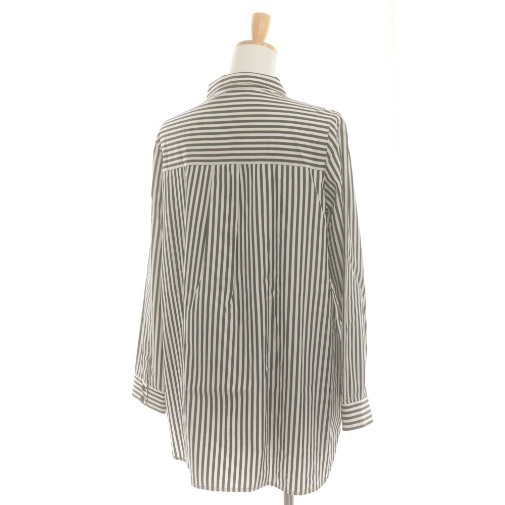 ■ DANA PARIS Shirt Tunic Long-Sleeve Top Striped Skipper Women's 11 (Equivalent to L) White Black Tones