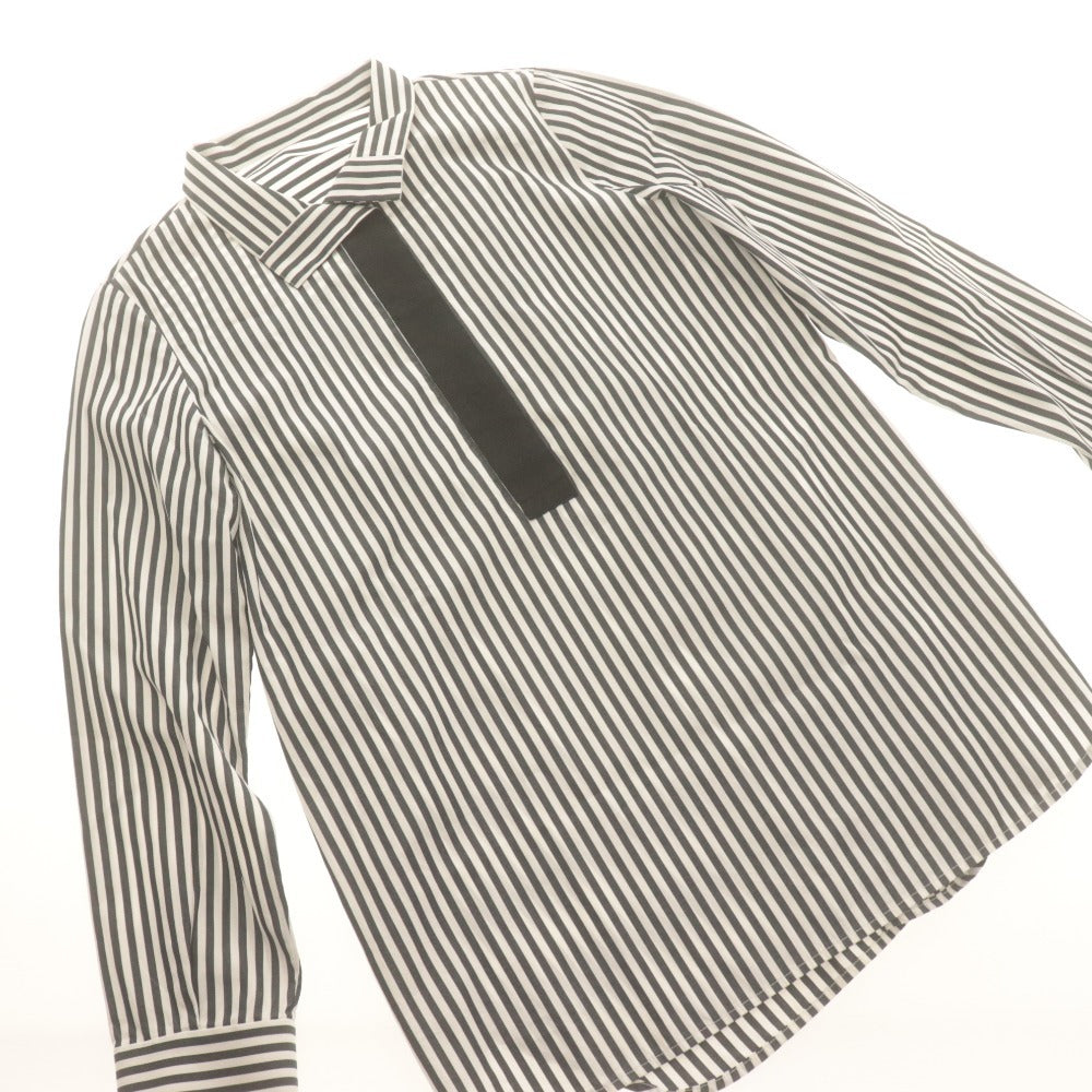 ■ DANA PARIS Shirt Tunic Long-Sleeve Top Striped Skipper Women's 11 (Equivalent to L) White Black Tones