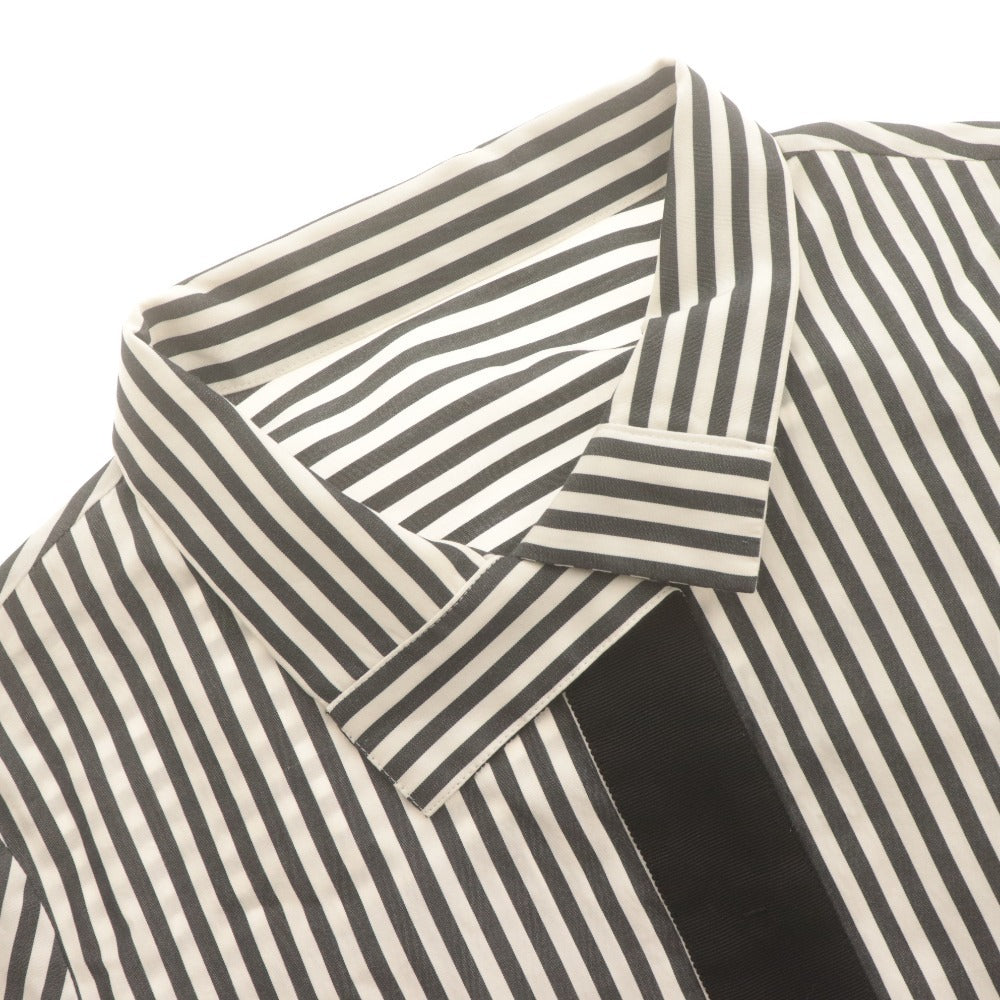 ■ DANA PARIS Shirt Tunic Long-Sleeve Top Striped Skipper Women's 11 (Equivalent to L) White Black Tones