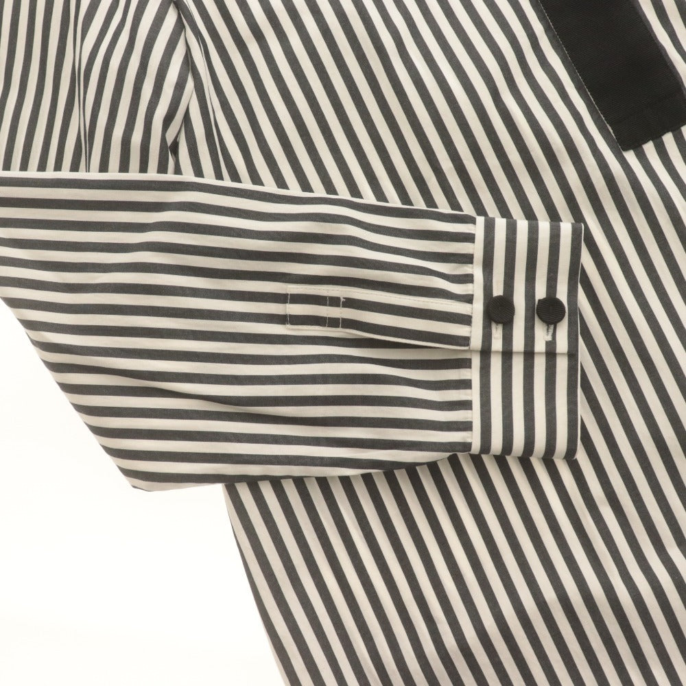 ■ DANA PARIS Shirt Tunic Long-Sleeve Top Striped Skipper Women's 11 (Equivalent to L) White Black Tones