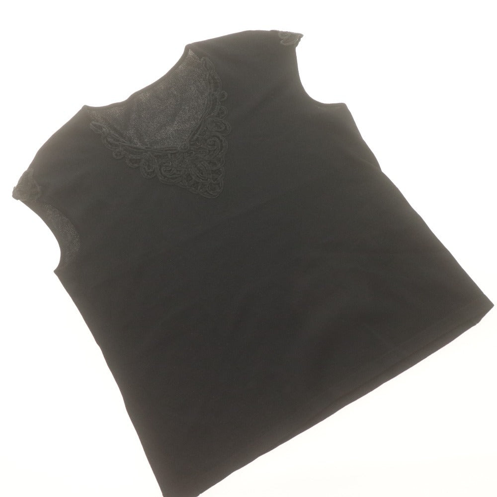 ■ Leilian Cut-and-Sewn French Sleeve Top, Made in Japan, Lace, Women's Size 11 (Equivalent to L), Black
