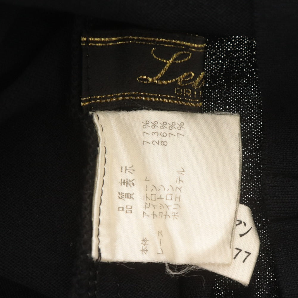 ■ Leilian Cut-and-Sewn French Sleeve Top, Made in Japan, Lace, Women's Size 11 (Equivalent to L), Black