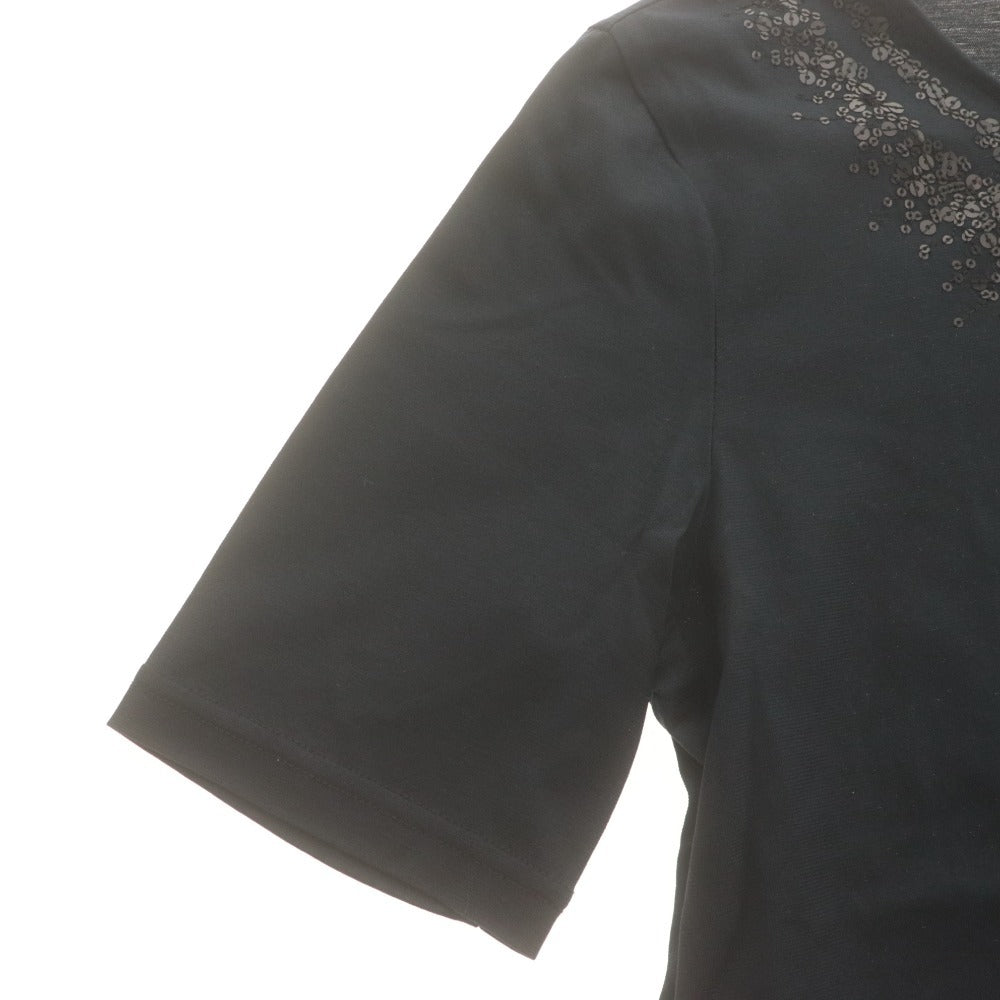 ■ ダナパリ DANA PARIS Tシャツ カットソー 半袖 スパンコール 日本製 レディース 40(L相当）ダークネイビー