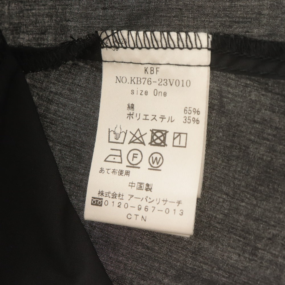 ■ ケービーエフ KBF プルオーバー ブラウス 長袖 トップス ボリュームスリーブ Vネック レディース フリーサイズ ブラック 紐付き