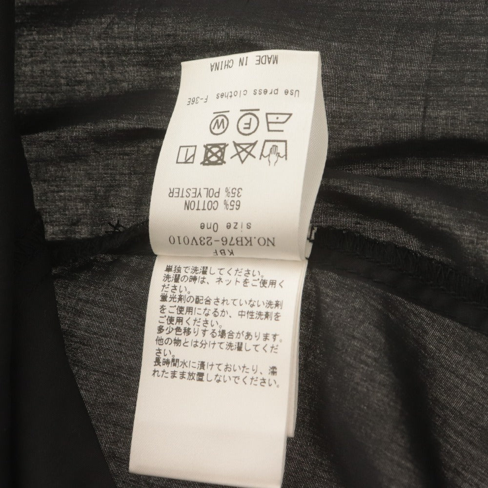 ■ ケービーエフ KBF プルオーバー ブラウス 長袖 トップス ボリュームスリーブ Vネック レディース フリーサイズ ブラック 紐付き