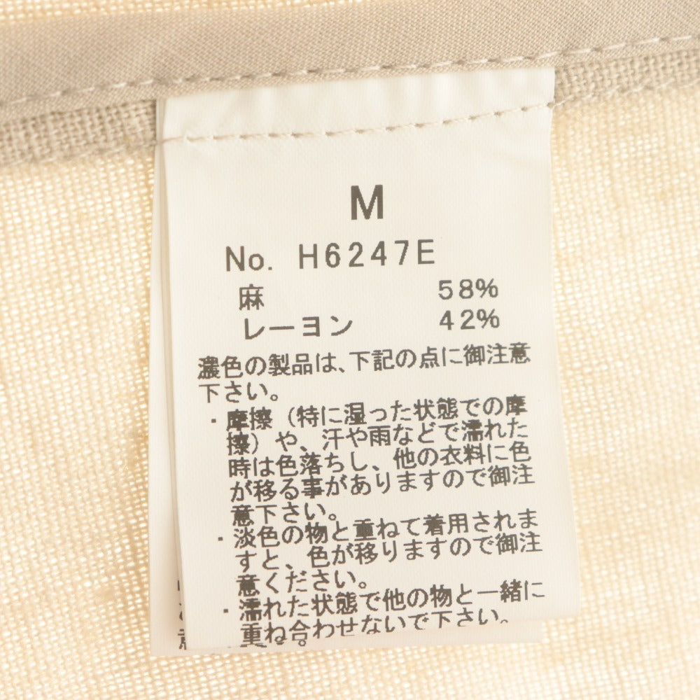 ■ オードリーアンドジョンワッド audrey and john wad ジャケット 長袖 アウター ノーカラー 羽織り 麻 レディース M ライトベージュ