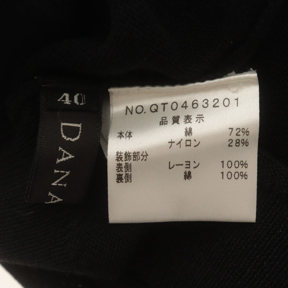 ■ ダナパリ DANAPARIS ニットトップス 半袖 花 薄手 レディース 40 (L相当）ブラック