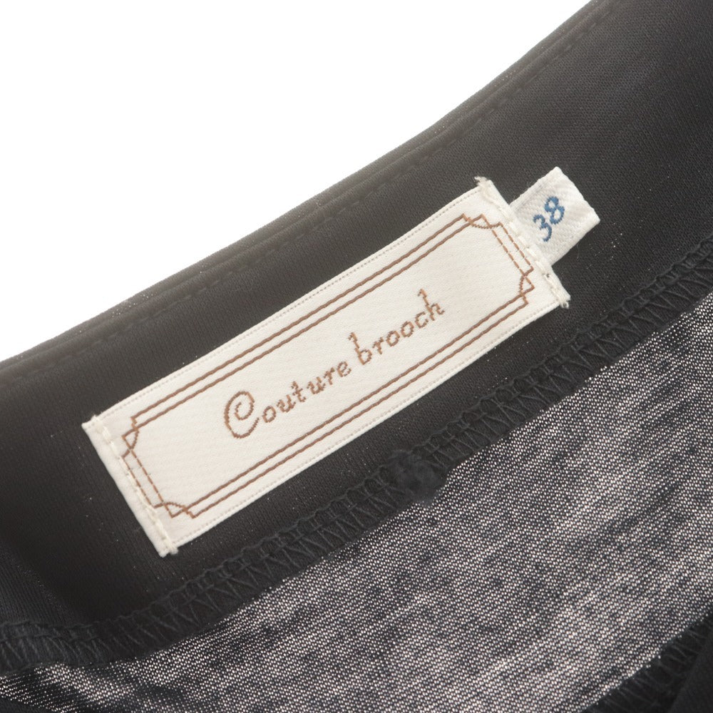 ■ クチュールブローチ Couture Brooch ワンピース 半袖 Vネック フリル袖 ポケット タック レディース 38(M相当) ブラック