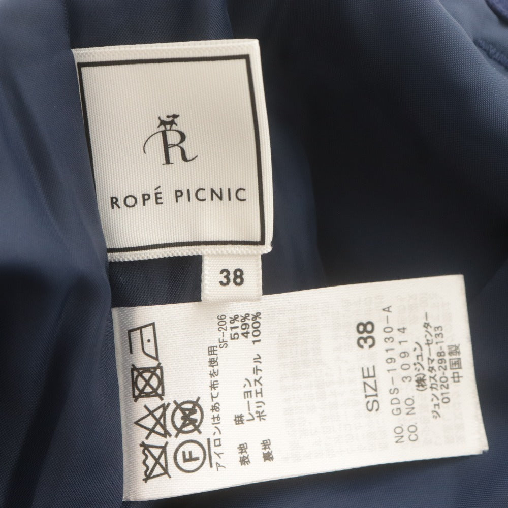 ■ ロペピクニック ROPE PICNIC パンツ ボトムス テーパード 麻 レディース 38 ネイビー