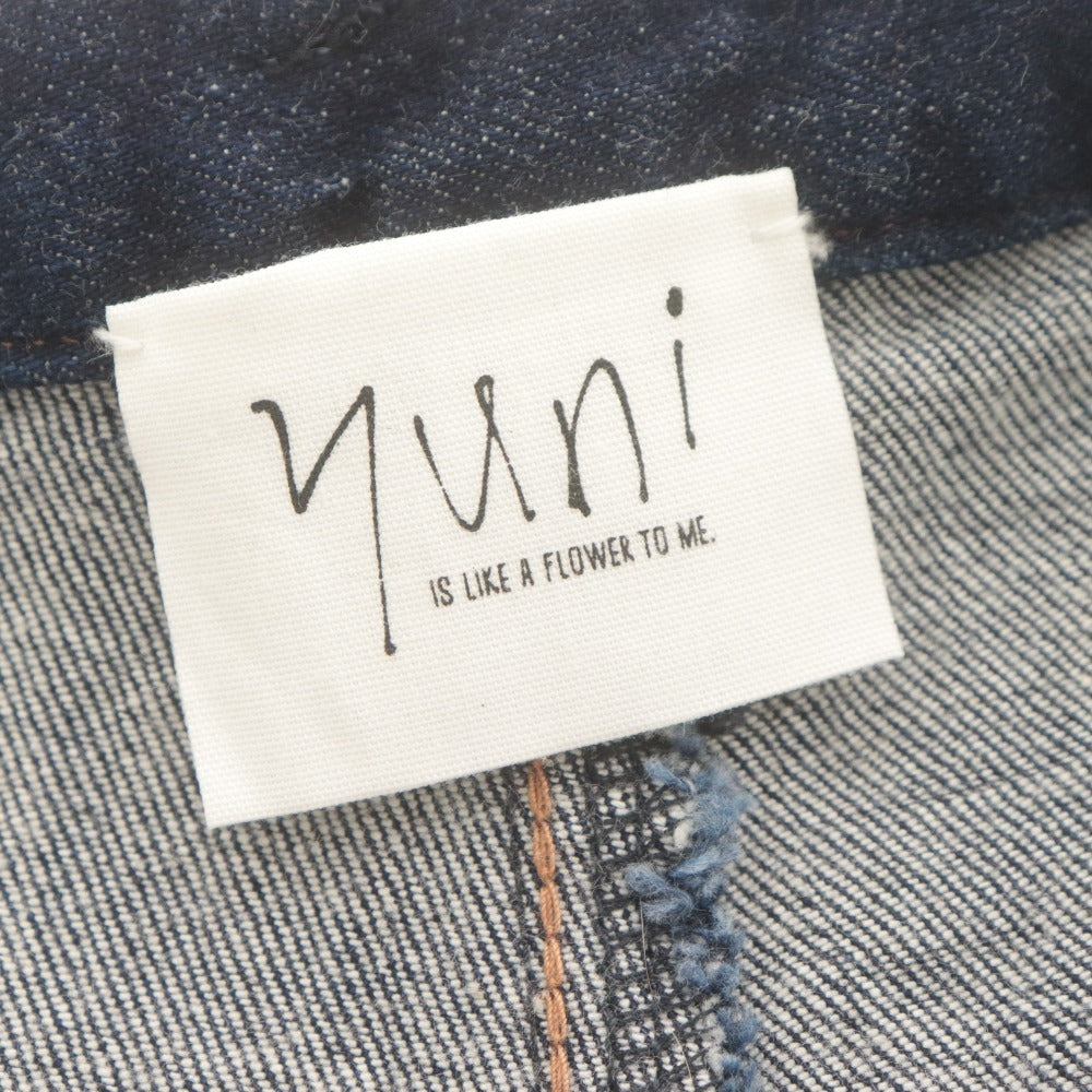 ■ ユニ yuni デニムパンツ ボトムス テーパード タック レディース M インディゴ