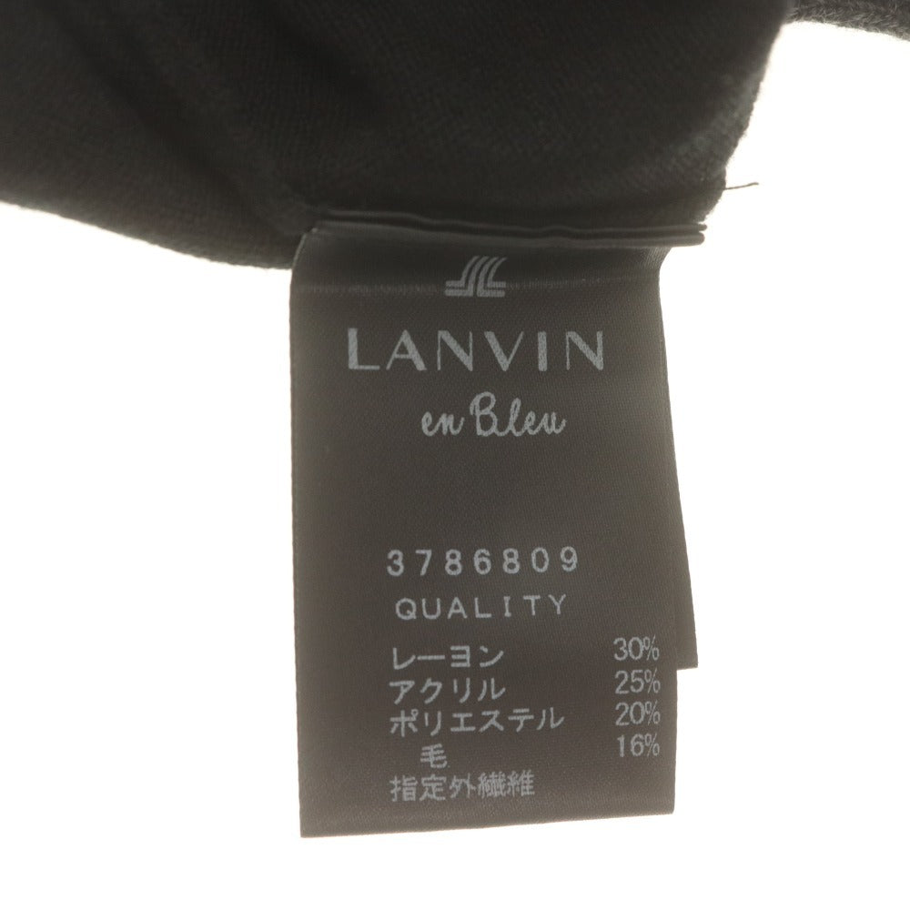 ■ ランバンオンブルー LANVIN en Bleu 半袖ニット トップス Vネック リブ レディース 38(M相当）ブラック系