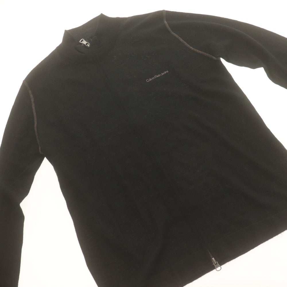 ■ カルバンクラインジーンズ Calvin Klein Jeans ジップアップニットジャケット 長袖 トップス ハイネック メンズ XL ブラック