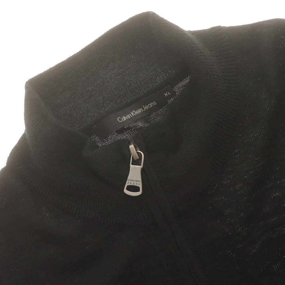 ■ カルバンクラインジーンズ Calvin Klein Jeans ジップアップニットジャケット 長袖 トップス ハイネック メンズ XL ブラック
