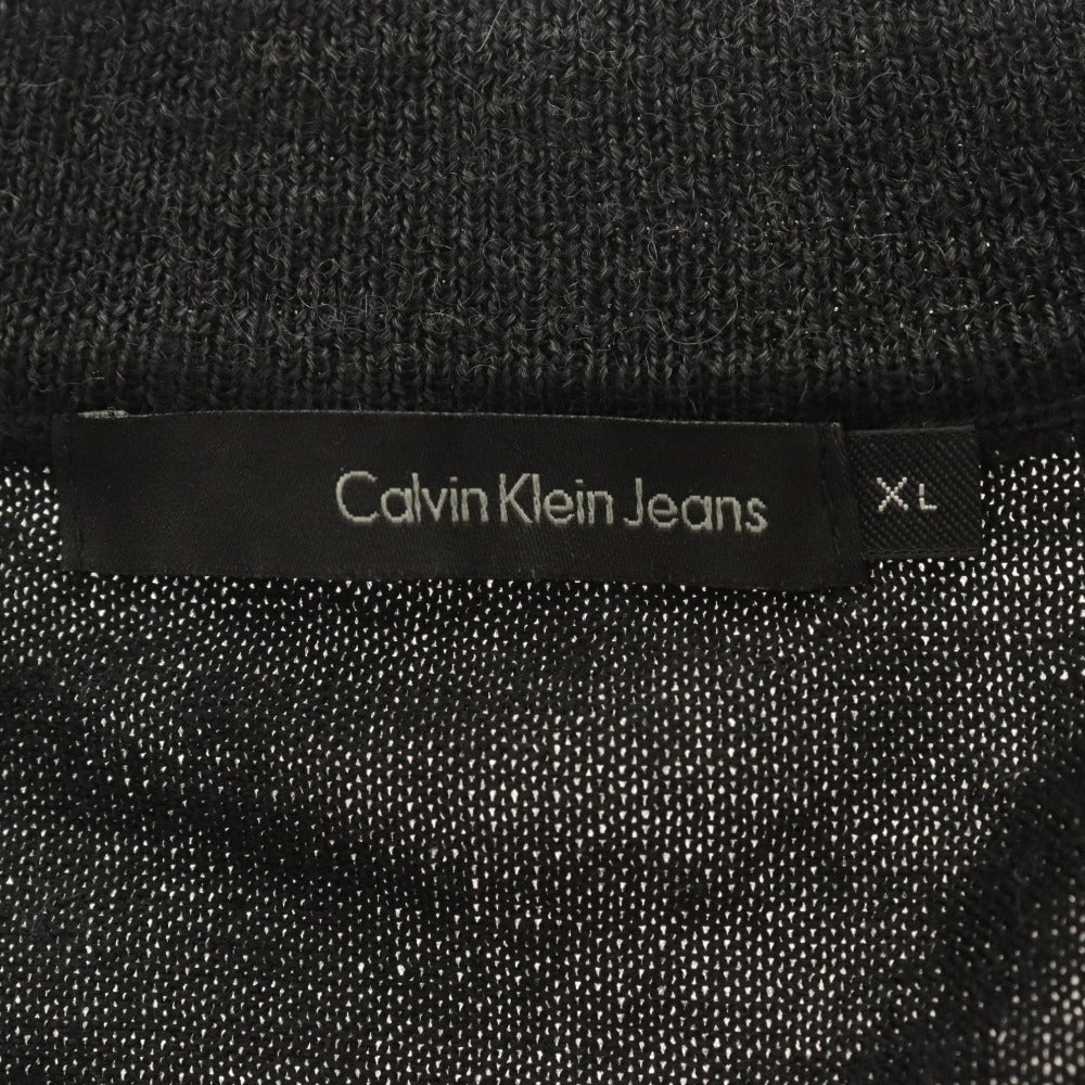 ■ カルバンクラインジーンズ Calvin Klein Jeans ジップアップニットジャケット 長袖 トップス ハイネック メンズ XL ブラック