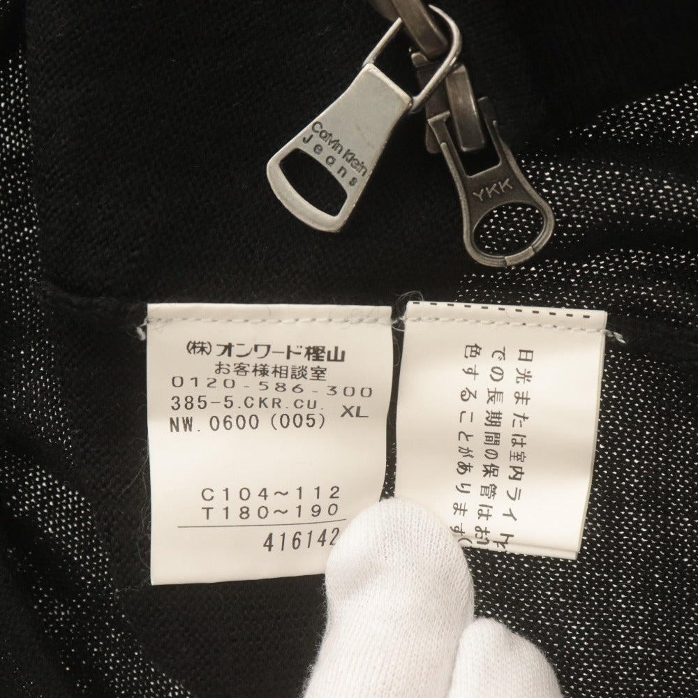 ■ カルバンクラインジーンズ Calvin Klein Jeans ジップアップニットジャケット 長袖 トップス ハイネック メンズ XL ブラック