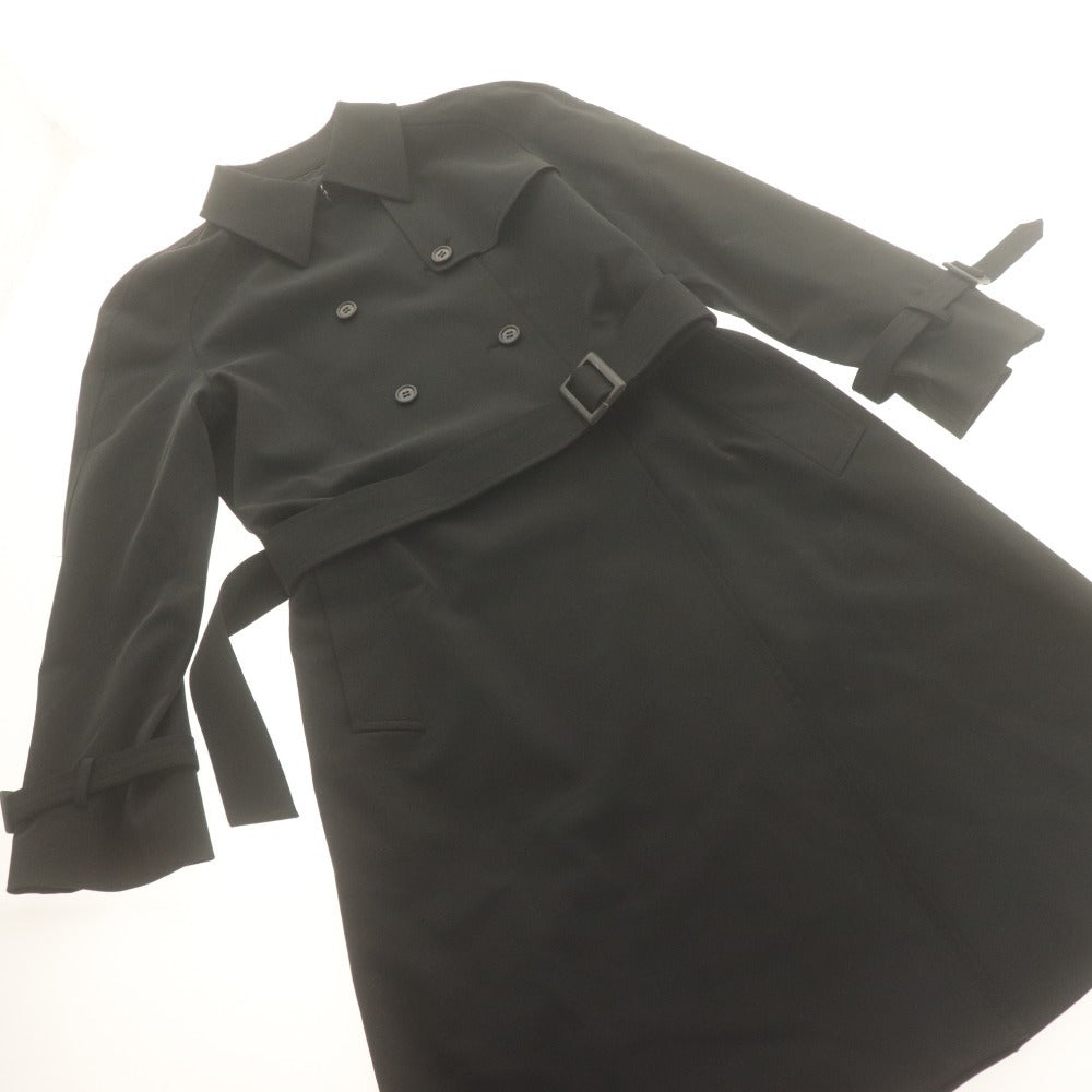■ ランバンコレクション LANVIN COLLECTION トレンチコート ロング アウター 日本製 レディース 38 ブラック