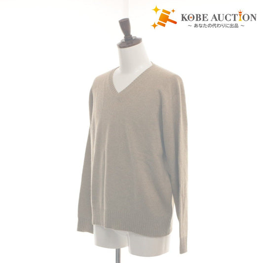 ■ Polo Ralph Lauren Knit Sweater T-Shirt Top V-Neck Long Sleeve Solid Color Men's Women's M Beige