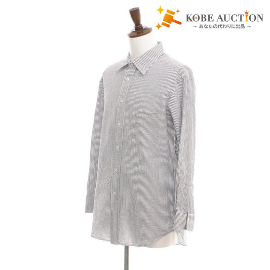 ■ Maker's Shirt Kamakura Shirt Tops Collar Long Sleeve Button Chest Pocket Striped Men's White/Gray