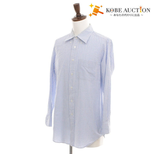 ■ Maker's Shirt Kamakura Shirt Top Collar Long Sleeve Button Chest Pocket Striped Men's White/Gray