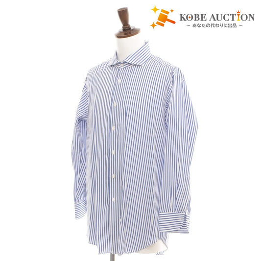■ Maker's Shirt Kamakura Shirt Top Collar Long Sleeve Button Striped Men's White/Blue