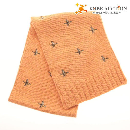 ■ Polo Ralph Lauren Muffler Fashion Accessory Cold Weather Gear Wool Embroidered Bird Women's Orange Unused