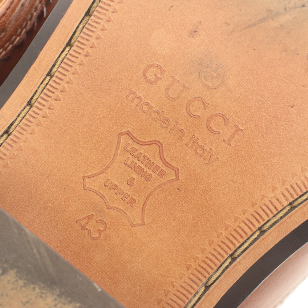 ■ GUCCI グッチ ドレスシューズ 靴 ウィングチップ ブローギング レザー メンズ 43（28.0cm相当） ライトブラウン