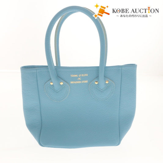 ■ YOUNG & OLSEN Tote Bag Handbag Embossed Leather Ladies XS Light Blue