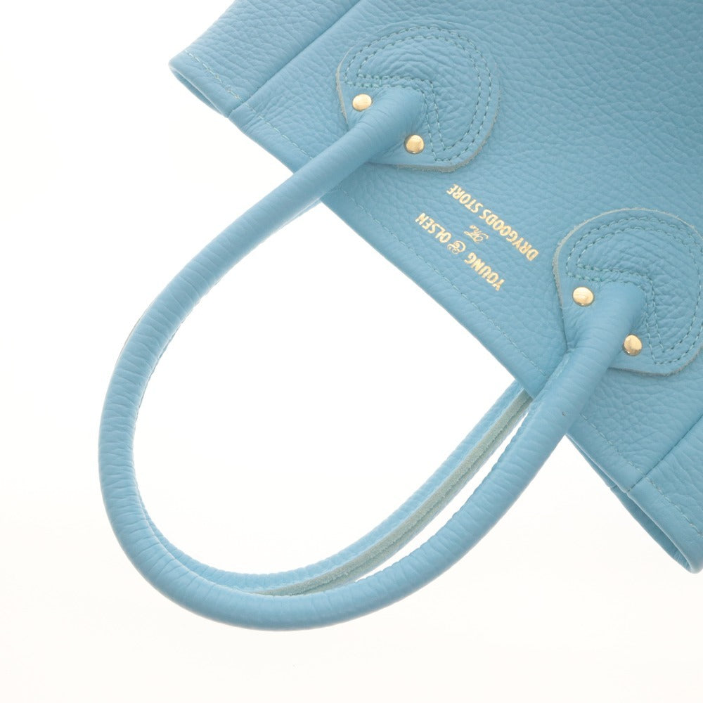■ YOUNG & OLSEN Tote Bag Handbag Embossed Leather Ladies XS Light Blue