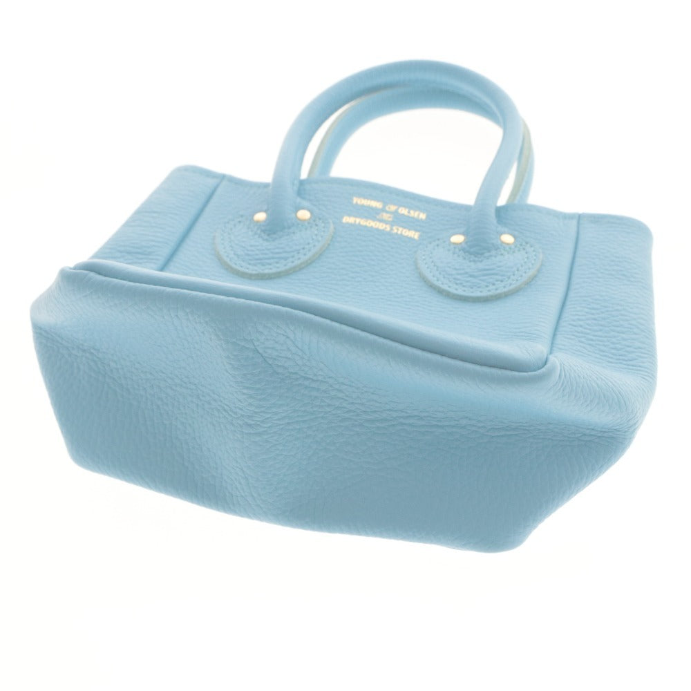 ■ YOUNG & OLSEN Tote Bag Handbag Embossed Leather Ladies XS Light Blue