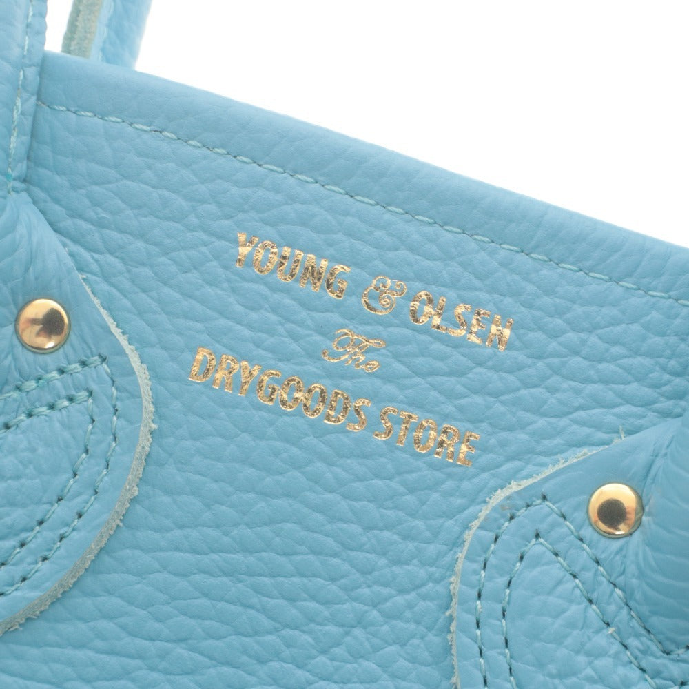 ■ YOUNG & OLSEN Tote Bag Handbag Embossed Leather Ladies XS Light Blue