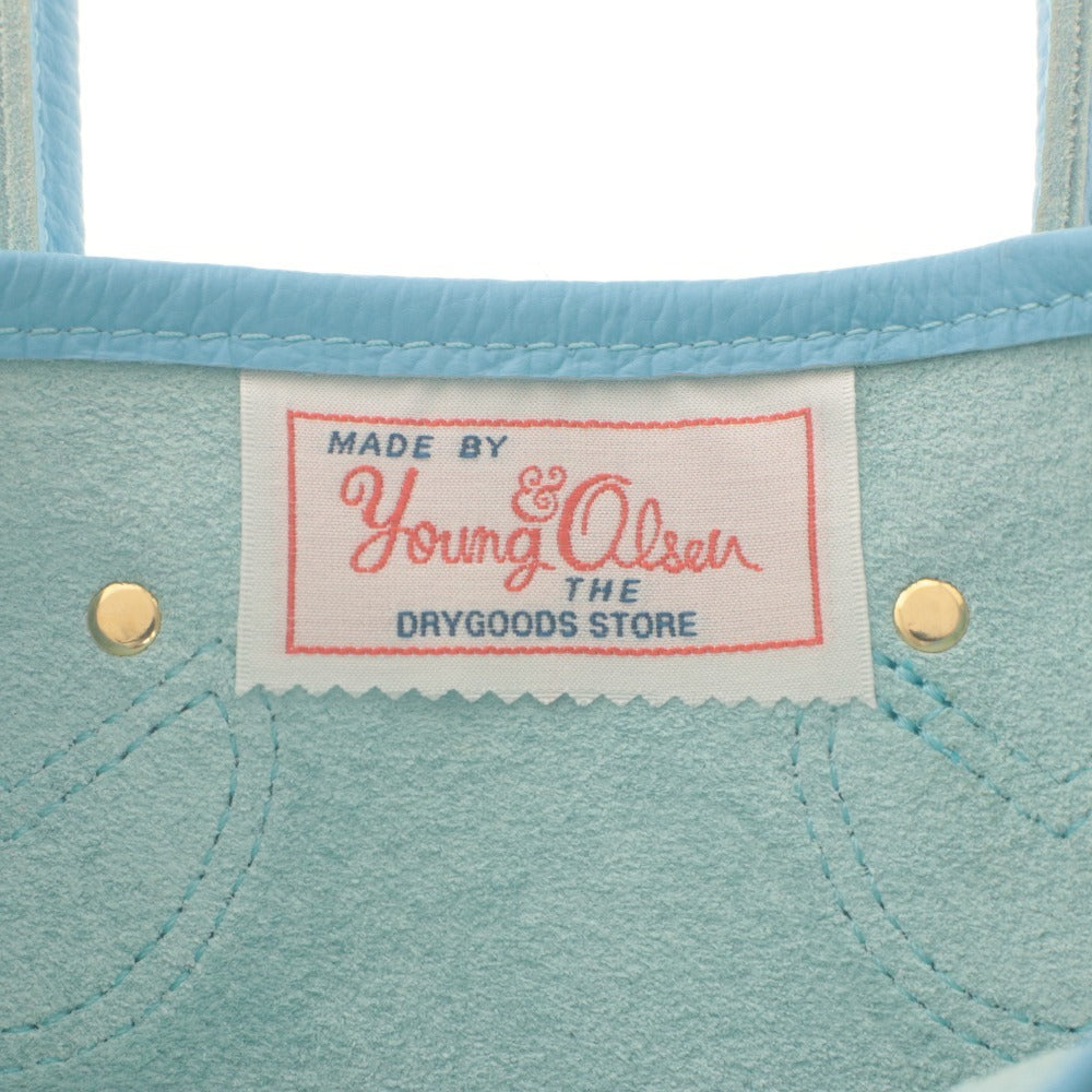 ■ YOUNG & OLSEN Tote Bag Handbag Embossed Leather Ladies XS Light Blue