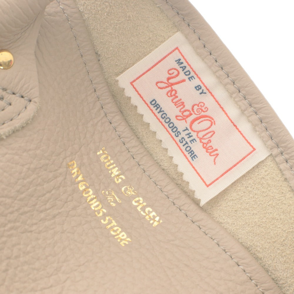 ■ YOUNG & OLSEN ヤングアンドオルセン トートバッグ ハンドバッグ 鞄 エンボスレザー レディース ライトベージュ