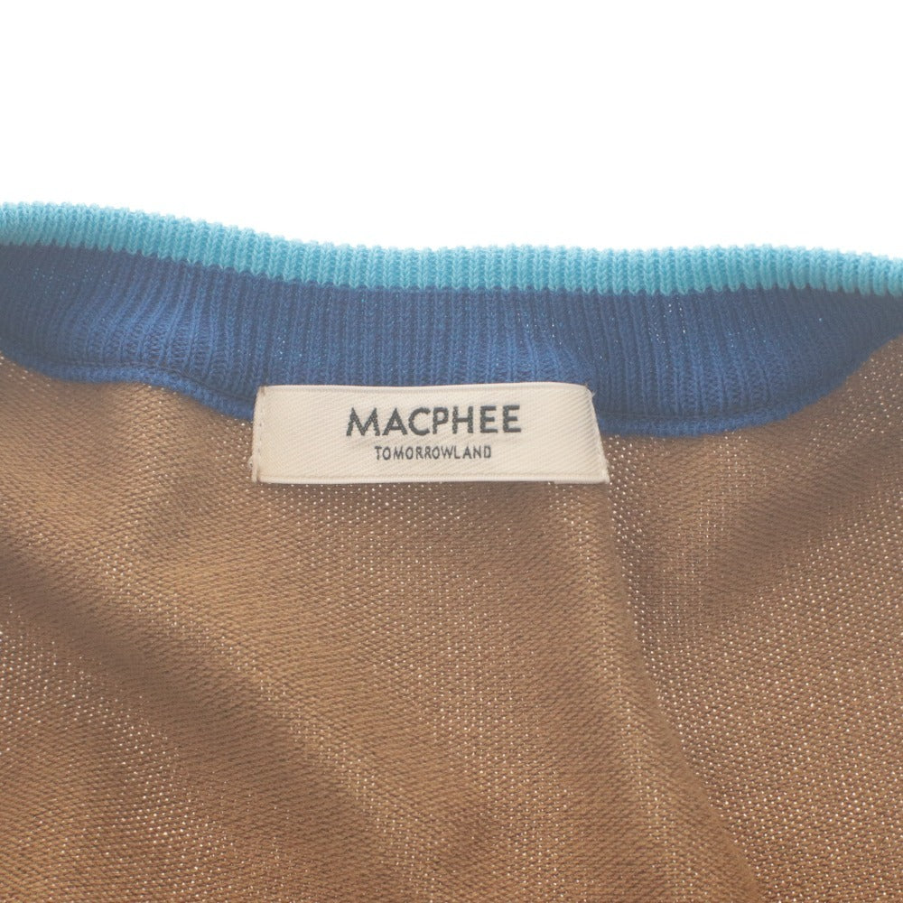■ MACPHEE マカフィー カーディガン 半袖 トップス コットン トゥモローランド レディース S ブラウン ブルー系 未使用