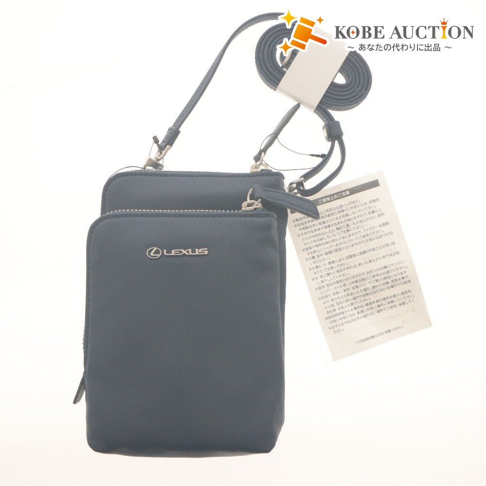 ■ LEXUS Collection Pochette Pouch Bag Vegan Leather Men's Women's Navy With Accessories Unused