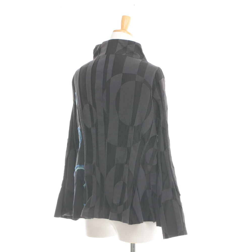 ■ ジウ 慈雨 ジャケット シャツ 長袖 トップス アウター 水玉 スタンド 日本製 レディース 40(M～L相当）ブラック系 未使用 タグ付き