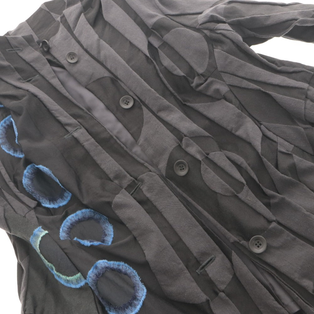 ■ ジウ 慈雨 ジャケット シャツ 長袖 トップス アウター 水玉 スタンド 日本製 レディース 40(M～L相当）ブラック系 未使用 タグ付き