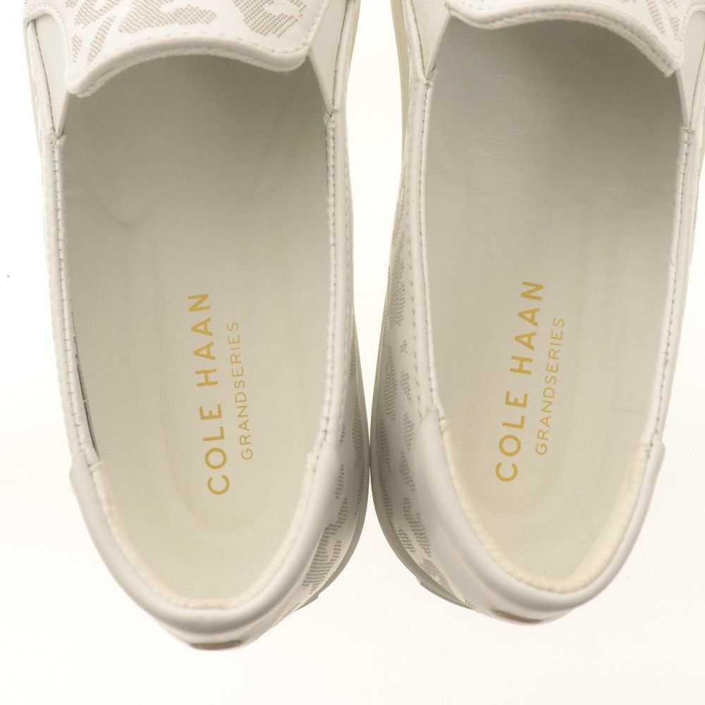 ■ コールハーン COLE HAAN スニーカー スリッポン 靴 グランドプロ スペクテイター レオパード レディース 24cm ホワイト系 箱付き
