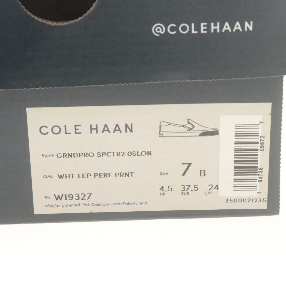■ コールハーン COLE HAAN スニーカー スリッポン 靴 グランドプロ スペクテイター レオパード レディース 24cm ホワイト系 箱付き