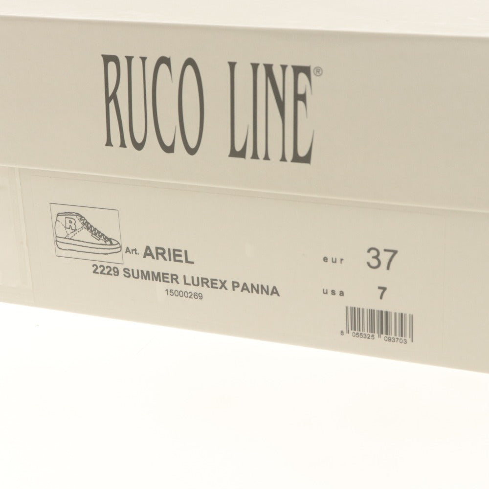 ■ ルコライン RUCOLINE スニーカー 靴 ハイカット ラメ 紐 レディース 37(23.5～24.0相当）ライトゴールド系 未使用 付属品付き