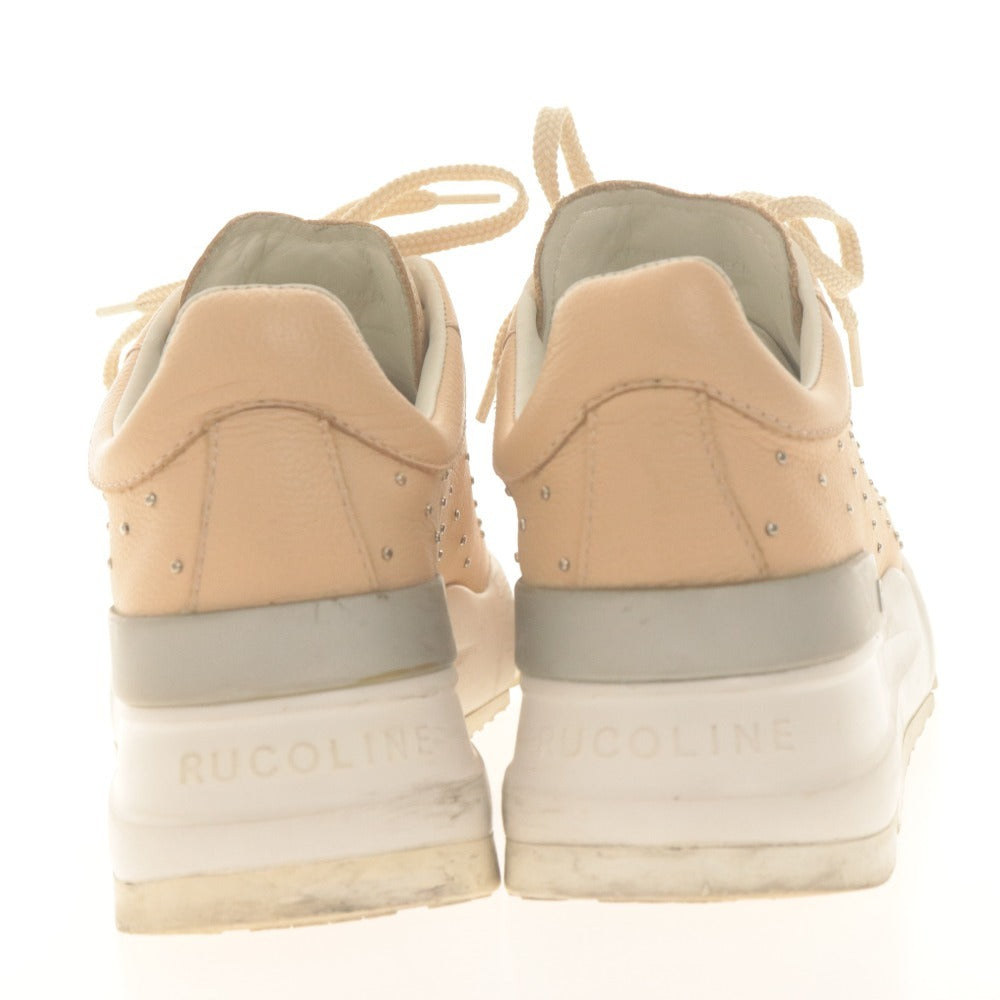 ■ ルコライン RUCO LINE スニーカー 靴 ローカット 厚底 スタッズ レディース 37(23.5~24.0相当）ピンクベージュ 付属品付き