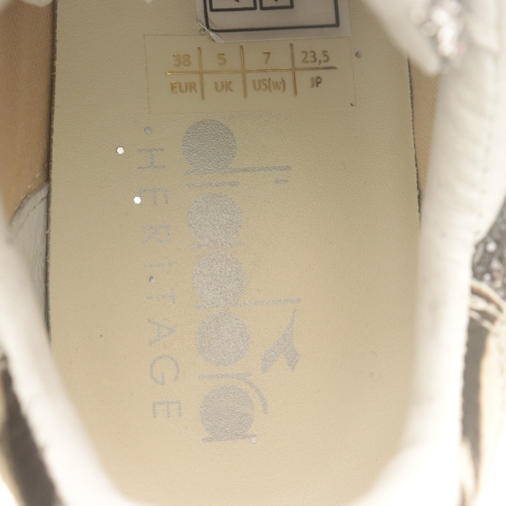 ■ ディアドラ diadora スニーカー 靴 シューズ ローカット ラメ グリッター アニマル ゼブラ レディース 23.5cm ホワイト系