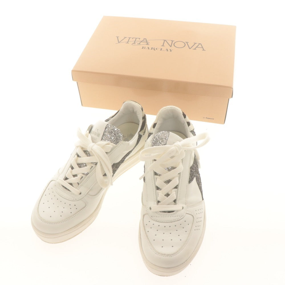 ■ ディアドラ diadora スニーカー 靴 シューズ ローカット ラメ グリッター アニマル ゼブラ レディース 23.5cm ホワイト系