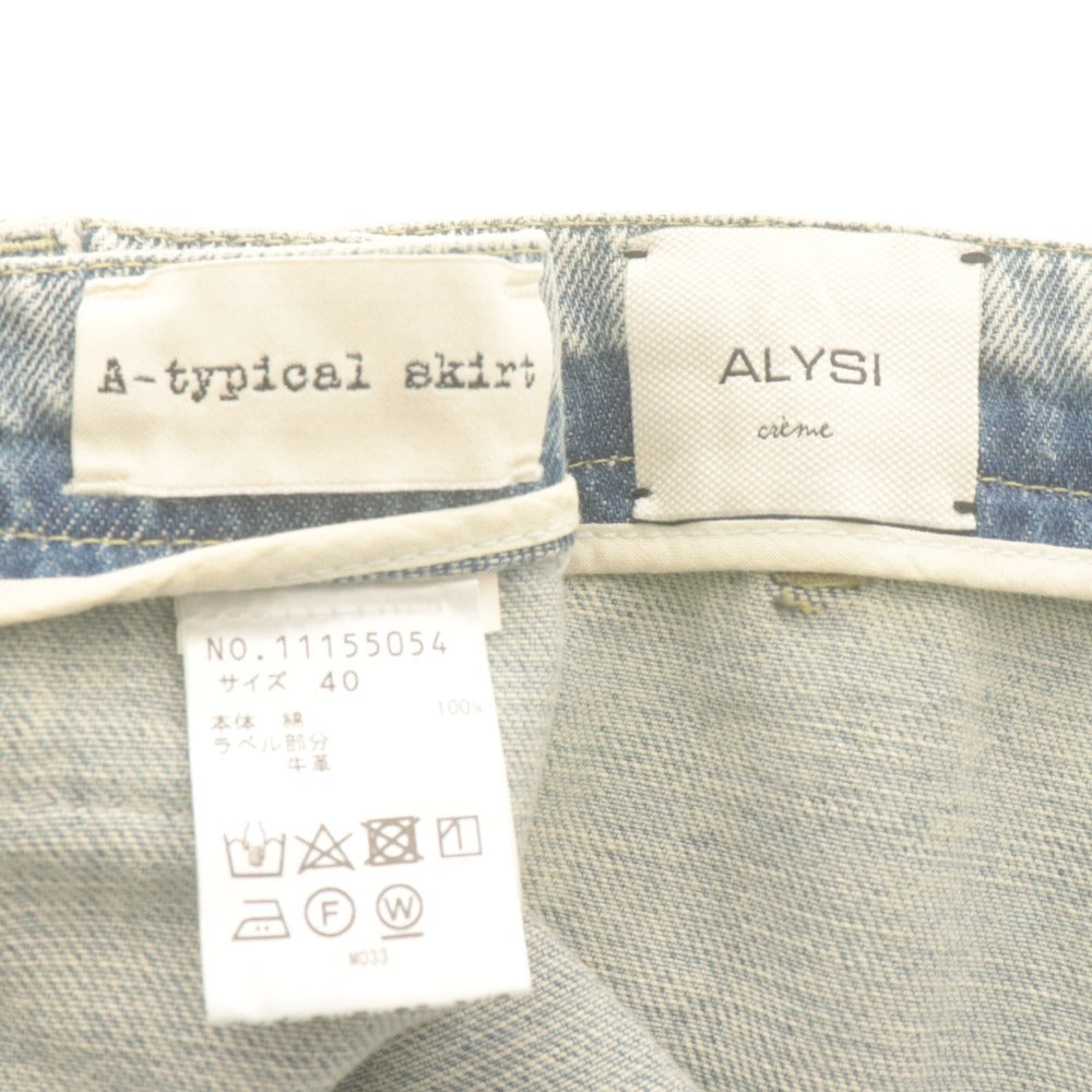 ■ アリジ ALYSI ロングスカート ボトムス デニム ジップ スリット センソユニコ レディース 40(L相当）ライトブルー