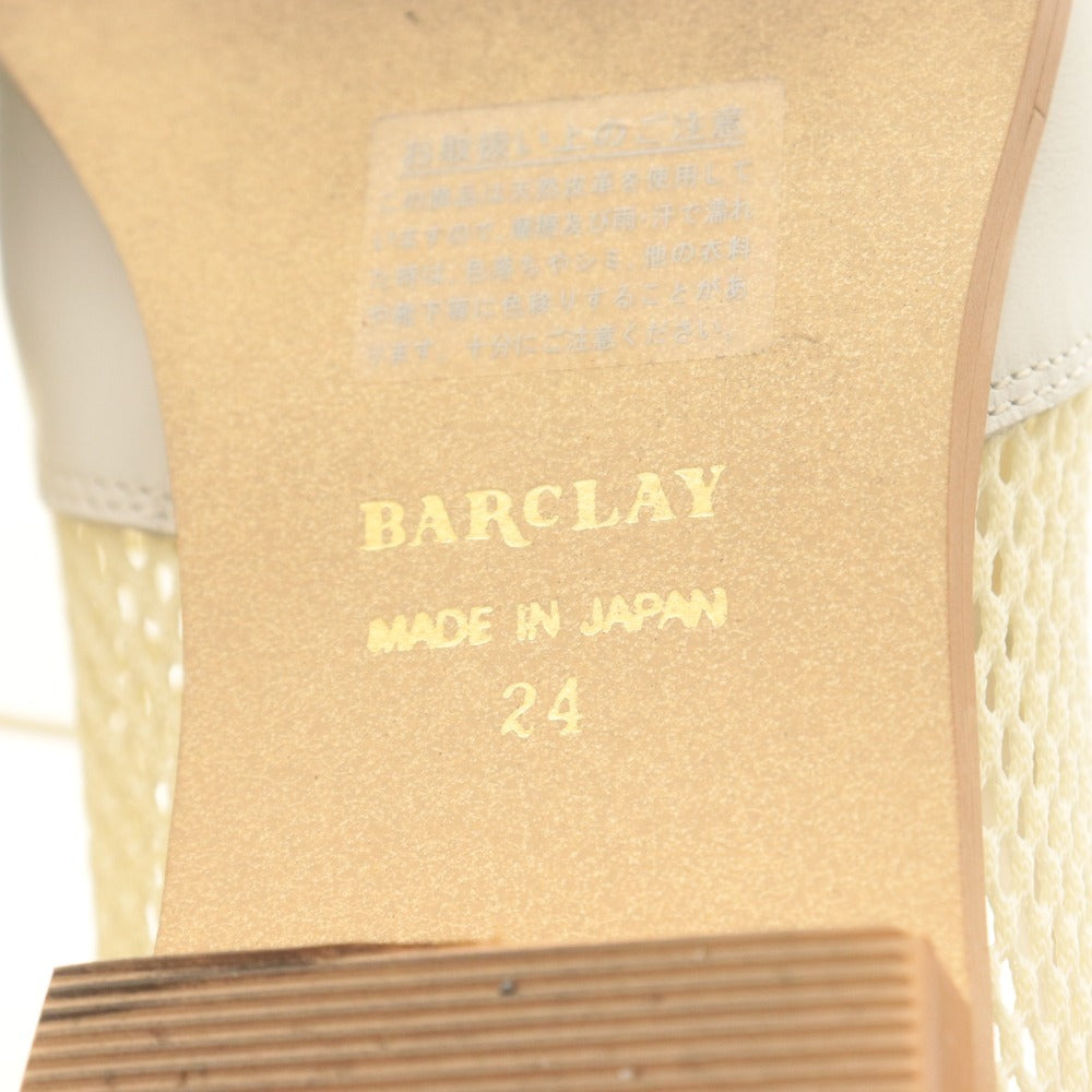 ■ バークレー BARCLAY オックスフォード 靴 シューズ メッシュ 日本製 レディース 24cm ホワイト ライトグレー系 箱付き