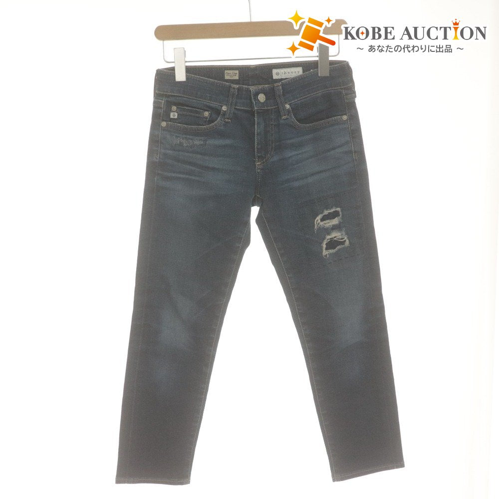 ■ セオリー Theory デニムパンツ ボトムス ジーンズ スキニー スリム ストレッチ ダメージ加工 レディース 24(S相当） インディゴ72
