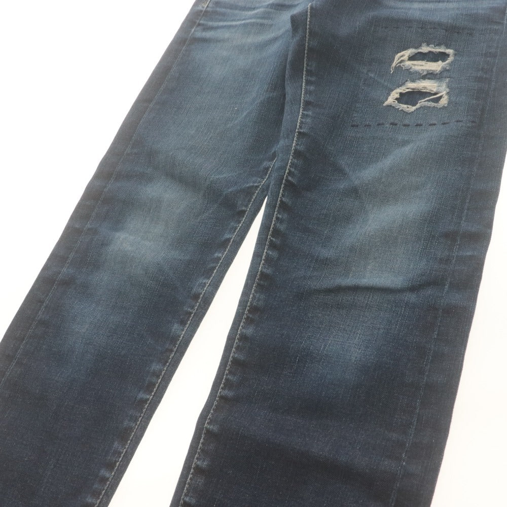 ■ セオリー Theory デニムパンツ ボトムス ジーンズ スキニー スリム ストレッチ ダメージ加工 レディース 24(S相当） インディゴ72