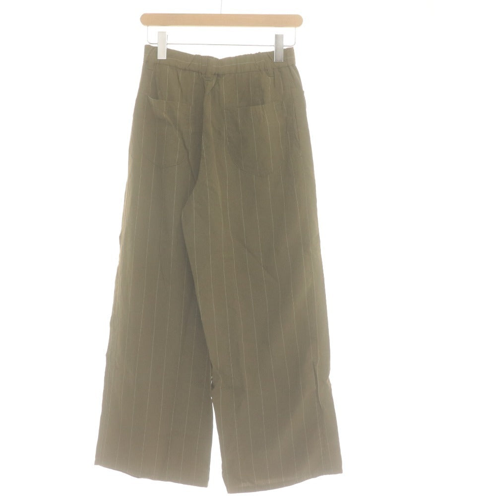 ■ Lucruca ルクルカ パンツ ワイドパンツ ボトムス ストライプ リネン混 センソユニコ レディース 38 カーキ