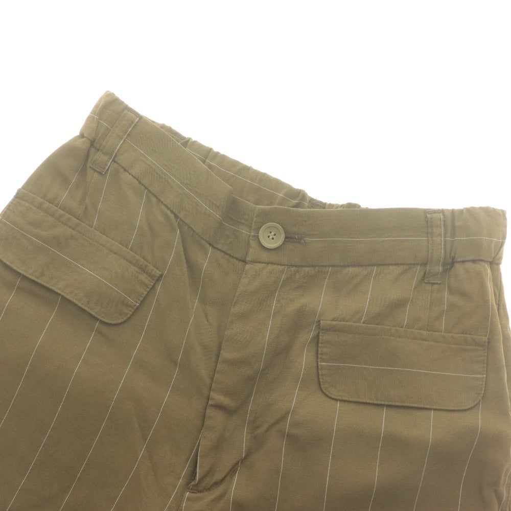 ■ Lucruca ルクルカ パンツ ワイドパンツ ボトムス ストライプ リネン混 センソユニコ レディース 38 カーキ